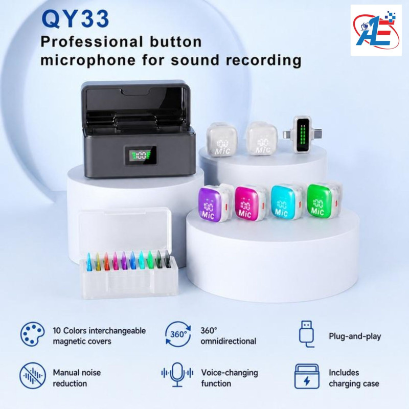 QY33 Wireless Microphone 360° Omnidirectional Lavalier Mic