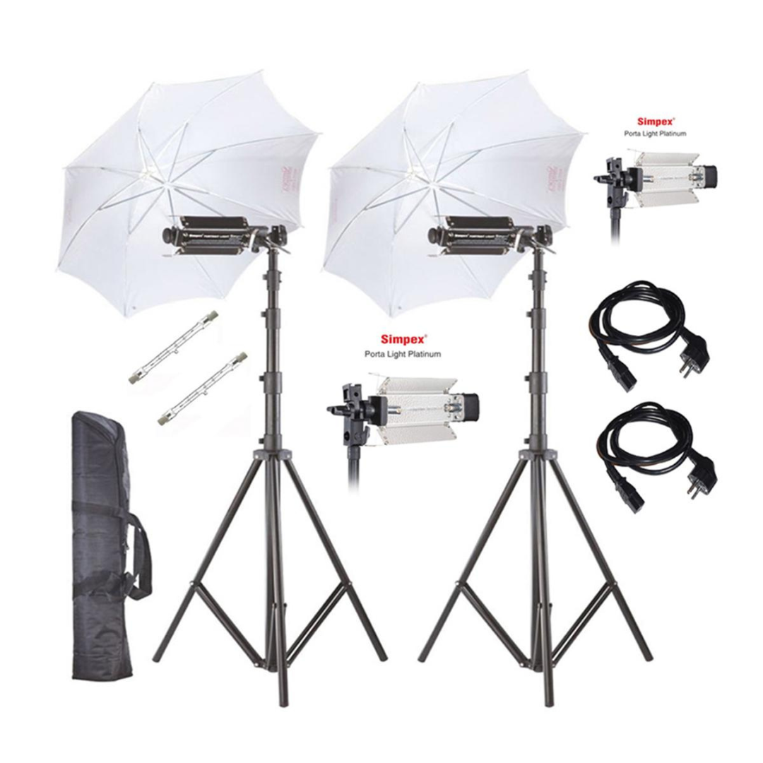Simpex Portrait Umbrella Setup Kit with Stand & Halogen Flash