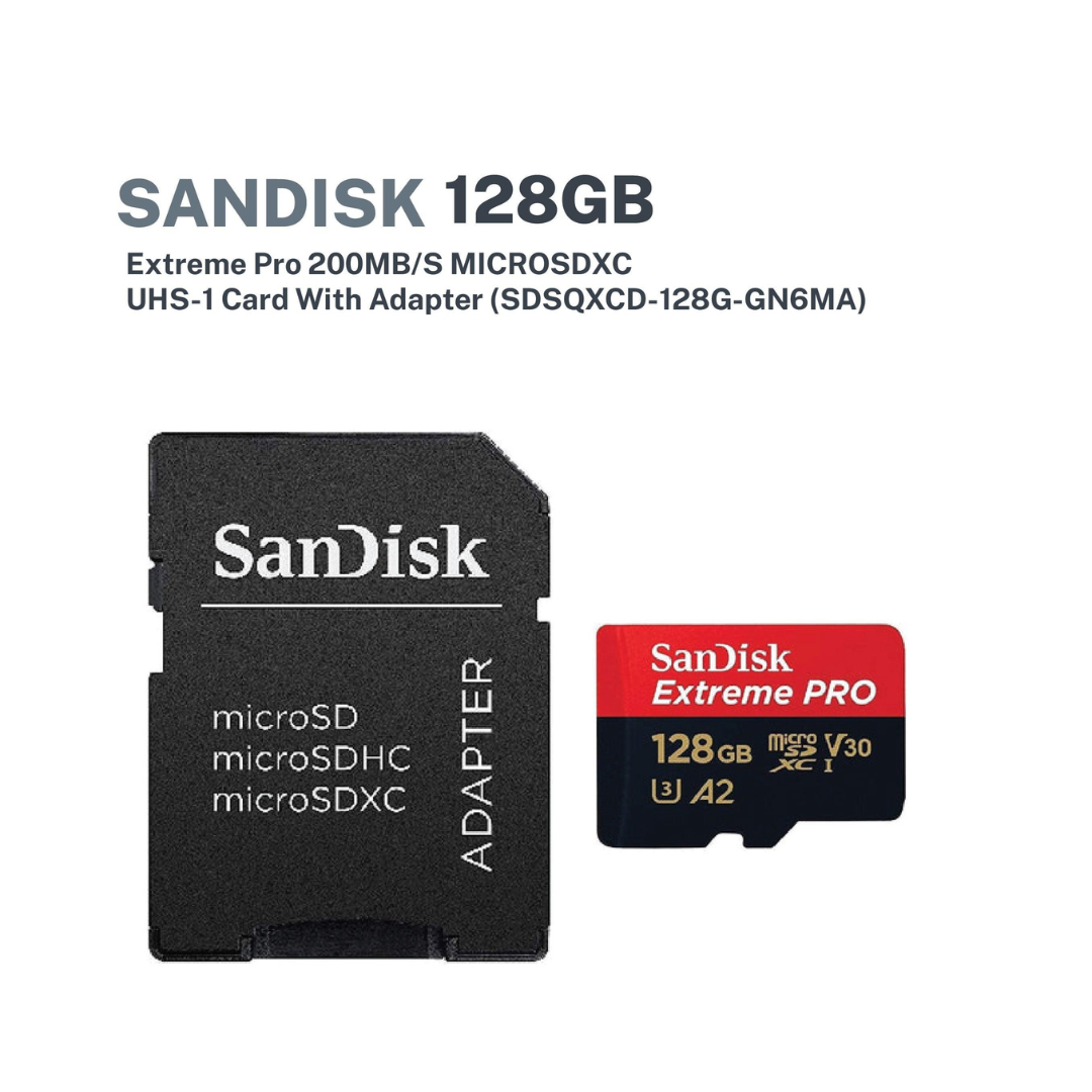 SanDisk Extreme PRO 128GB 200MB/s microSDXC UHS-I Memory Card with Adapter (SDSQXCD-128G-GN6MA)