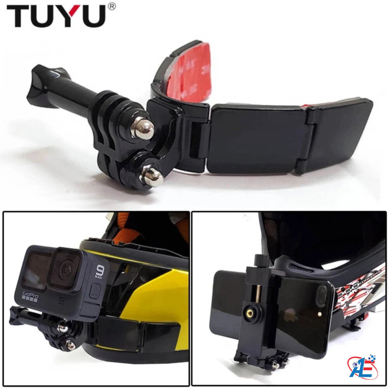 TUYU Helmet Chin Mount Holder Foldable Strap for GoPro DJI Insta360 Action Camera & Mobile Holder
