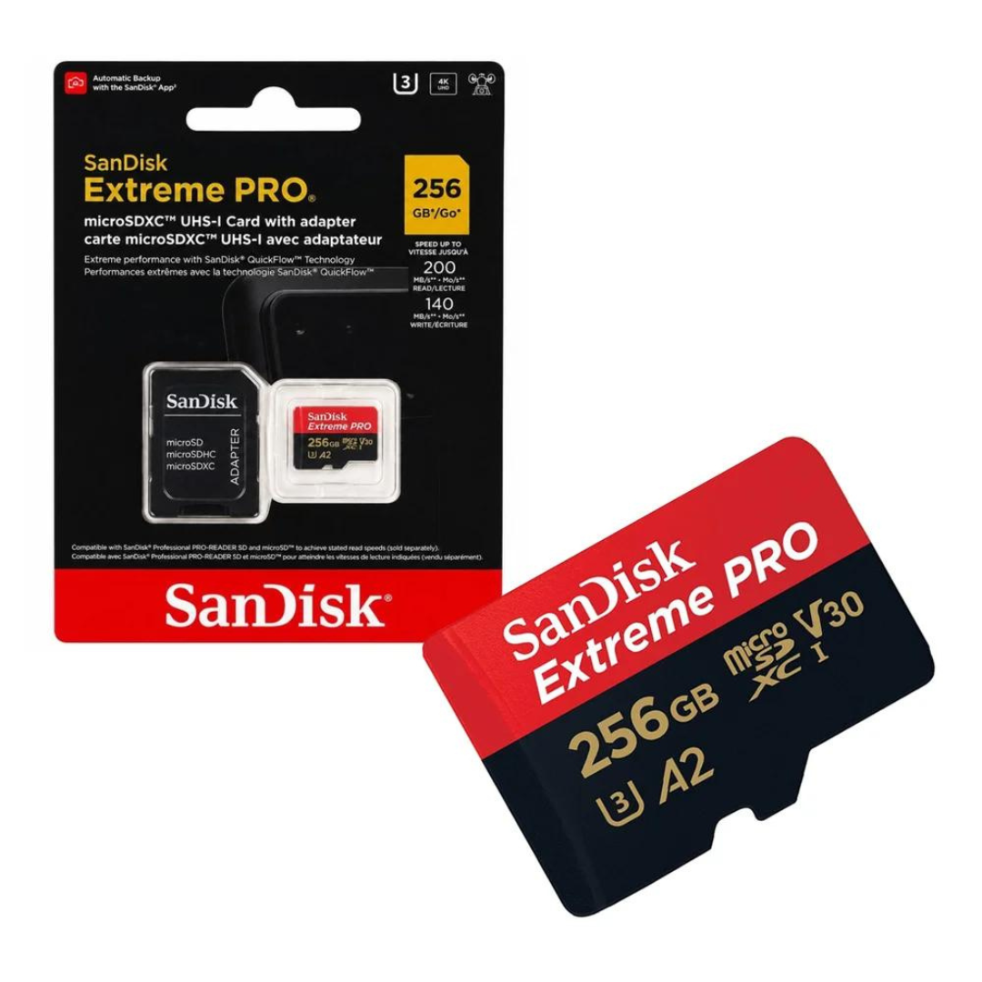 SanDisk Extreme PRO 256GB 200MB/s microSDXC UHS-I Memory Card with Adapter (SDSQXCD-256G-GN6MA)